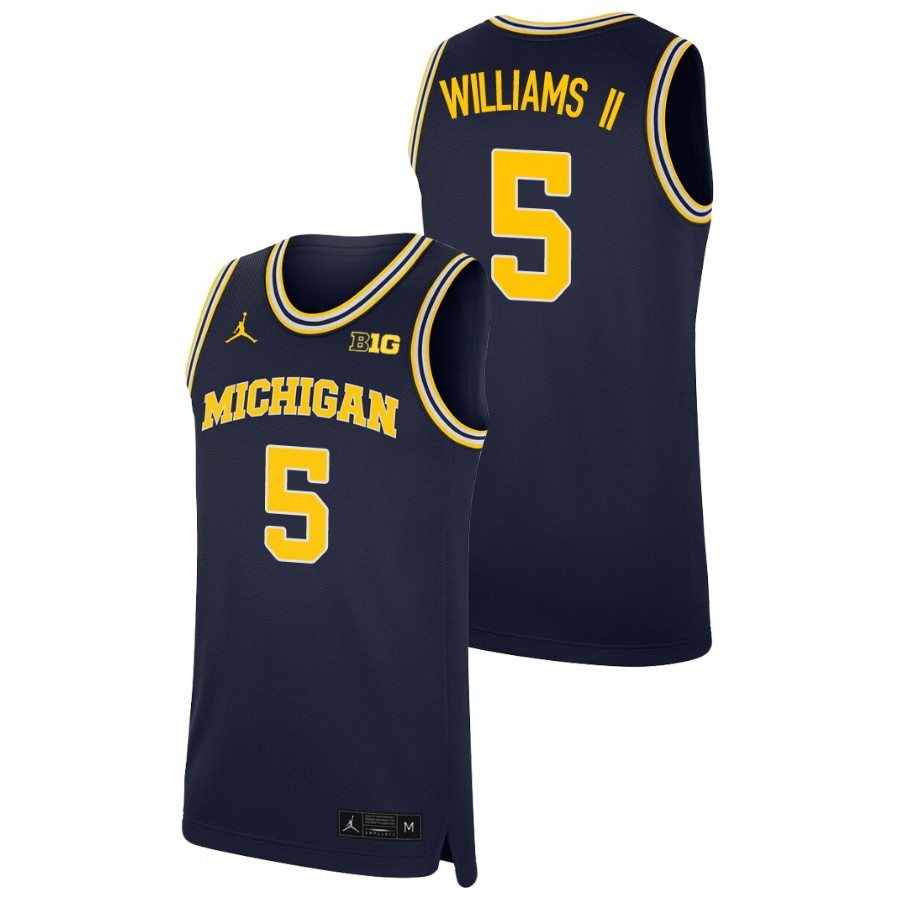 Michigan Wolverines Men's NCAA Terrance Williams II #5 Navy Replica College Basketball Jersey KIV7449ZO